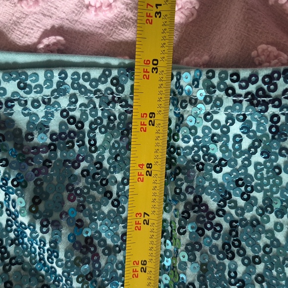 Quacker Factory Sky Blue Or Aqua Sequin Front 3/4 Sleeve With Shoulder Pads XL - Picture 10 of 12